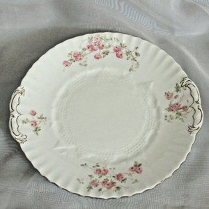 1880's Antique Cake Serving Platter Adderley W.A.A. & Co Spray No 56 Pink Floral